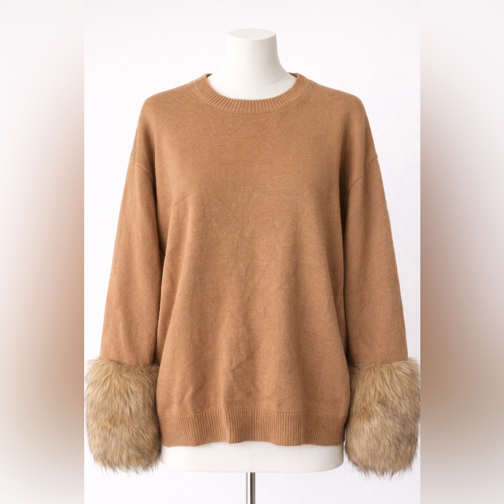 Forever 21 Camel Sweater with Faux Fur Cuffs